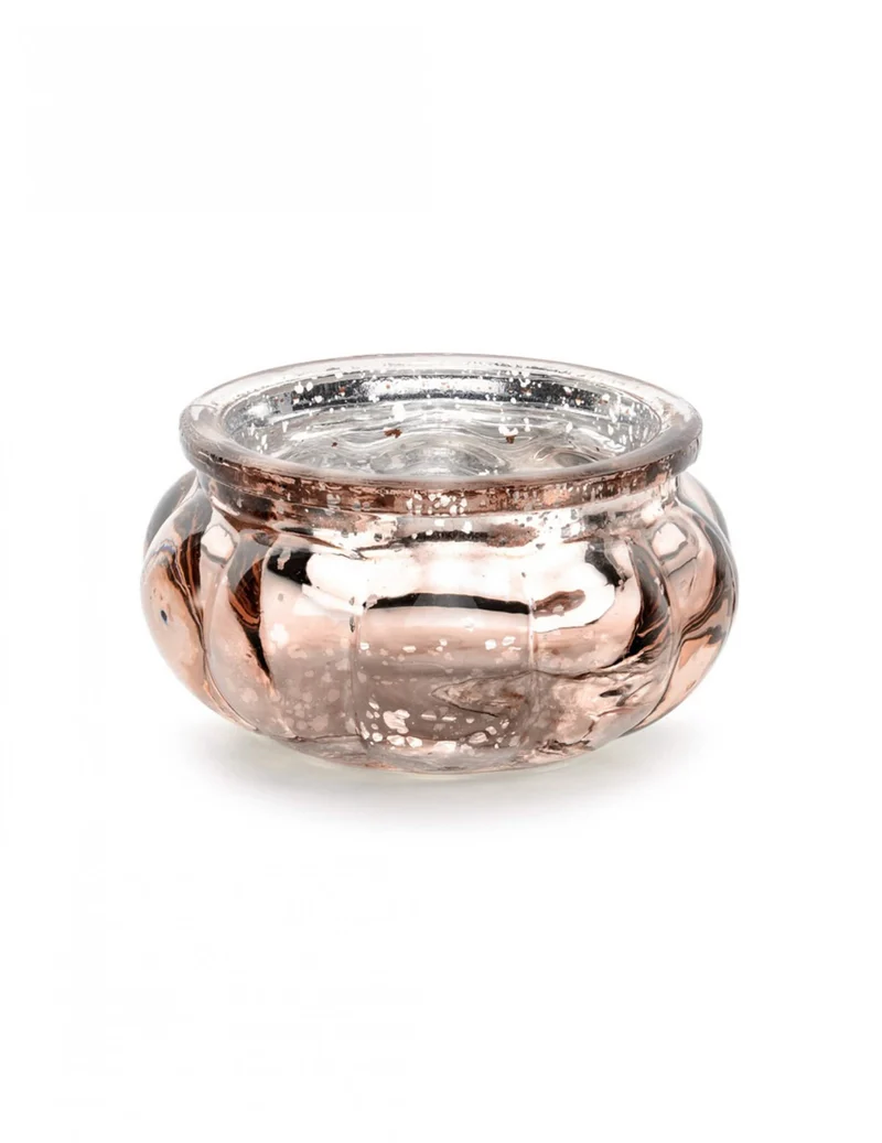 4 Teelichthalter aus Spiegelglas Roségold 6 x 3 cm für Weihnachten