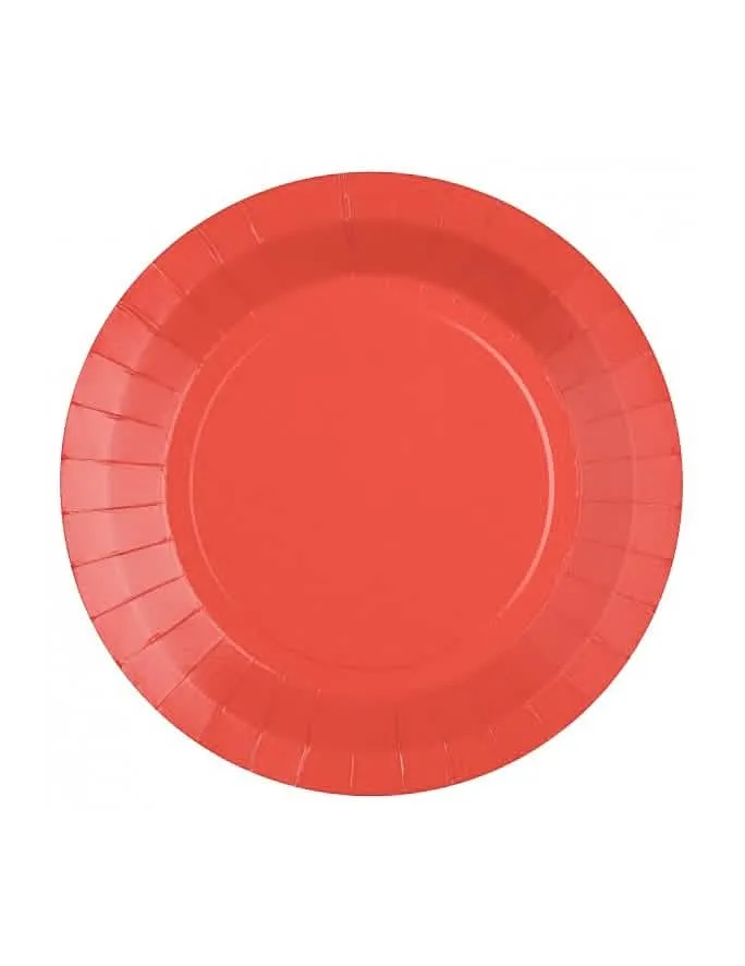 10 kleine rote Pappteller 17,5 cm für Dessert