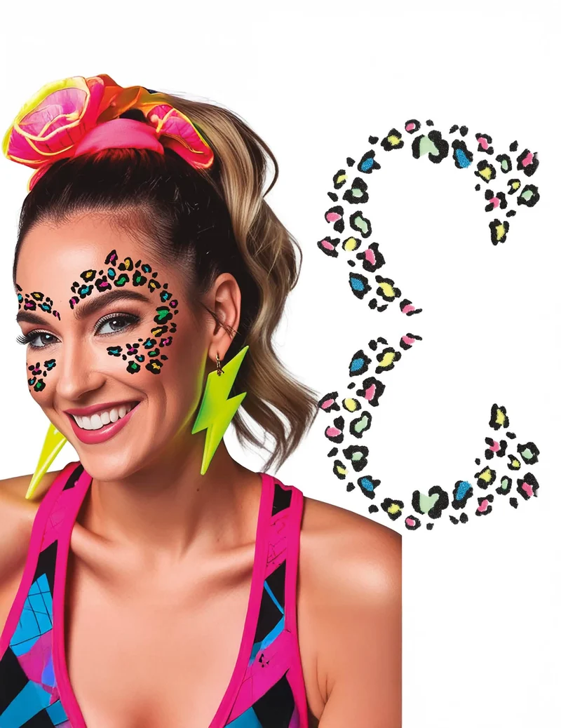 Mehrfarbiges Leopard Glitzer-Tattoo