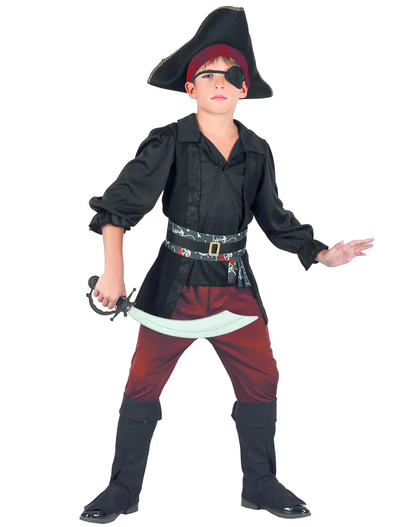 Seeräuber Piraten-Kostüm für Jungen schwarz-rot