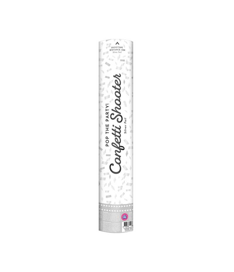 Silberne Konfettikanone Folienchips 40cm