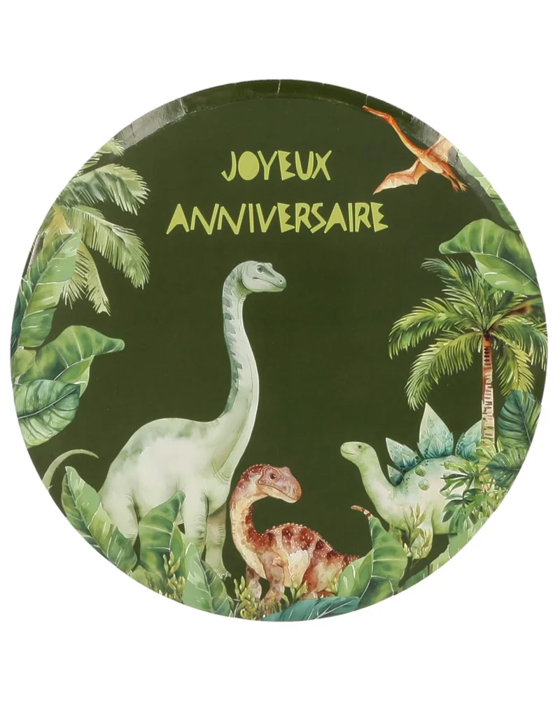 6 Dinosaurier Happy Birthday Teller 23 cm aus Pappe