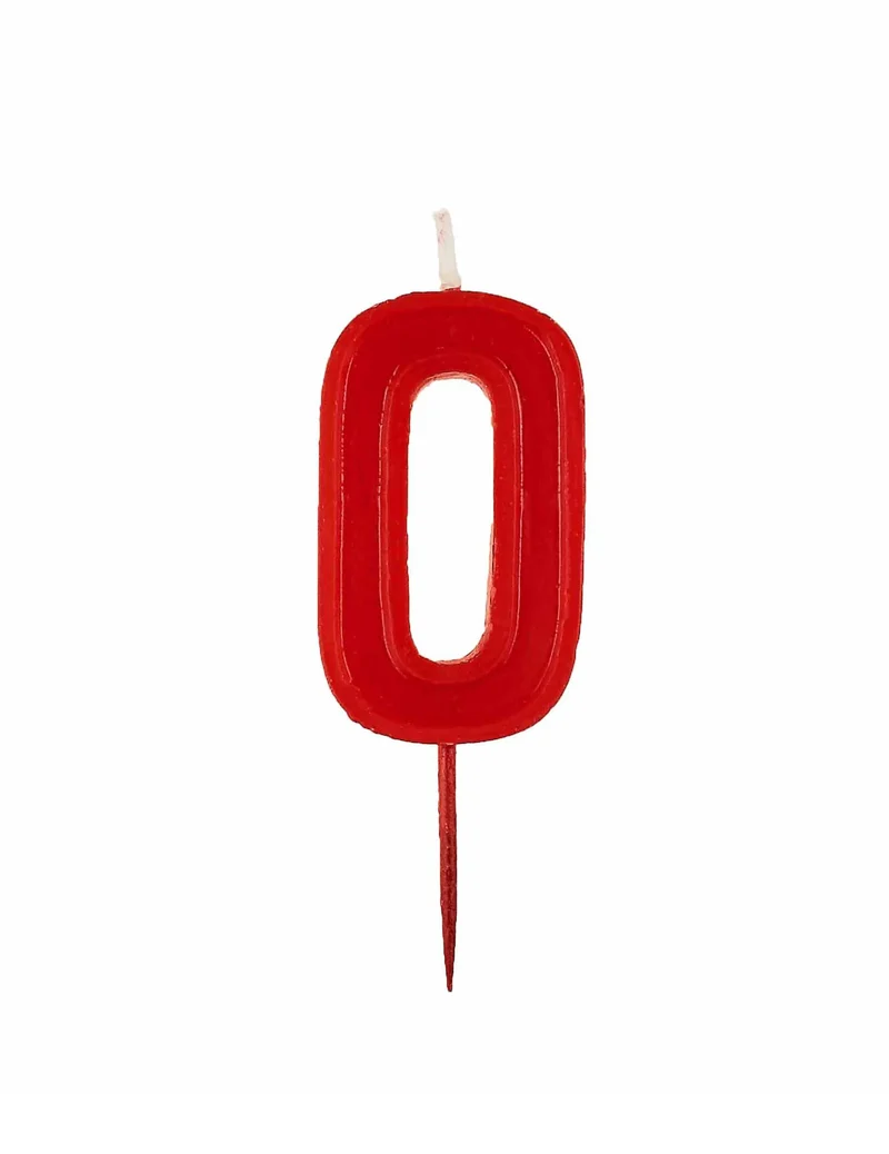Rote Zahl 0 Geburtstagskerze