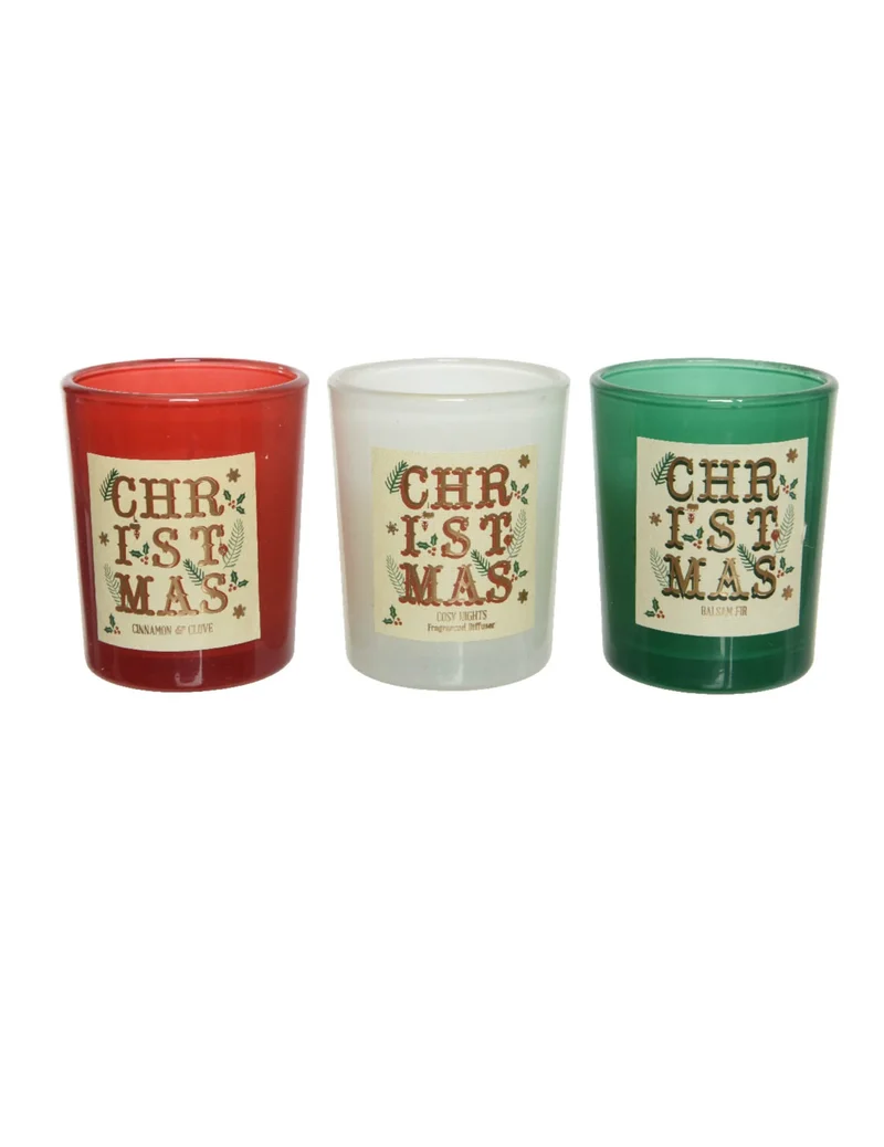 Set mit 3 duftenden Weihnachtskerzen, 6 cm