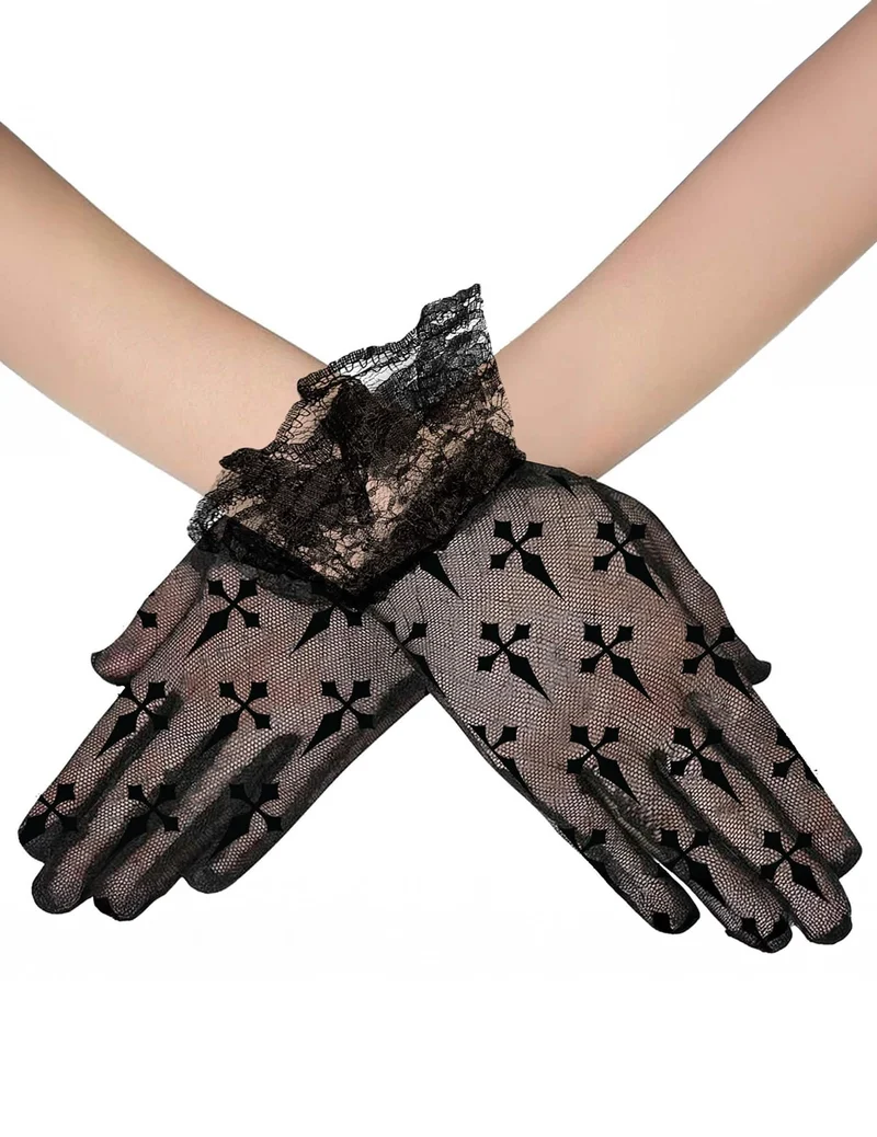 Kurzhandschuhe mit schwarzem Kreuz für Erwachsene