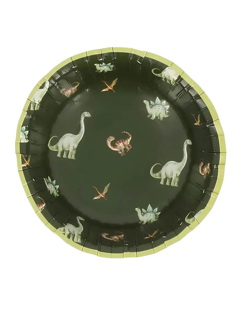 6 grüne Dino-Pappschalen 13 cm für Geburtstage