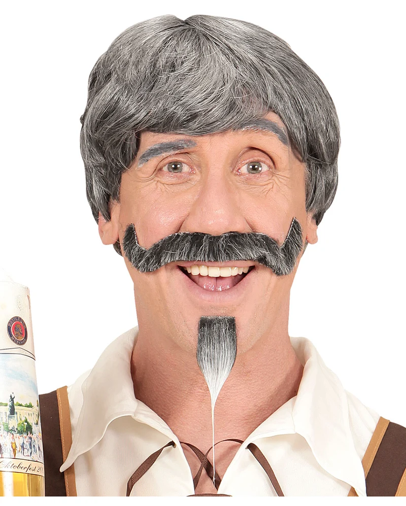 Bayerische Männerperücke mit Schnurrbart & Kinnbart