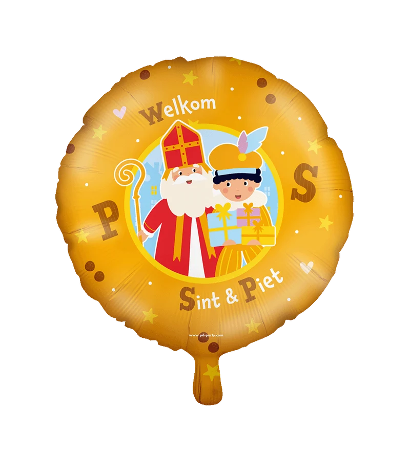 Sinterklaas Heliumballon Orange Inklusive Strohhalm Leer 46cm