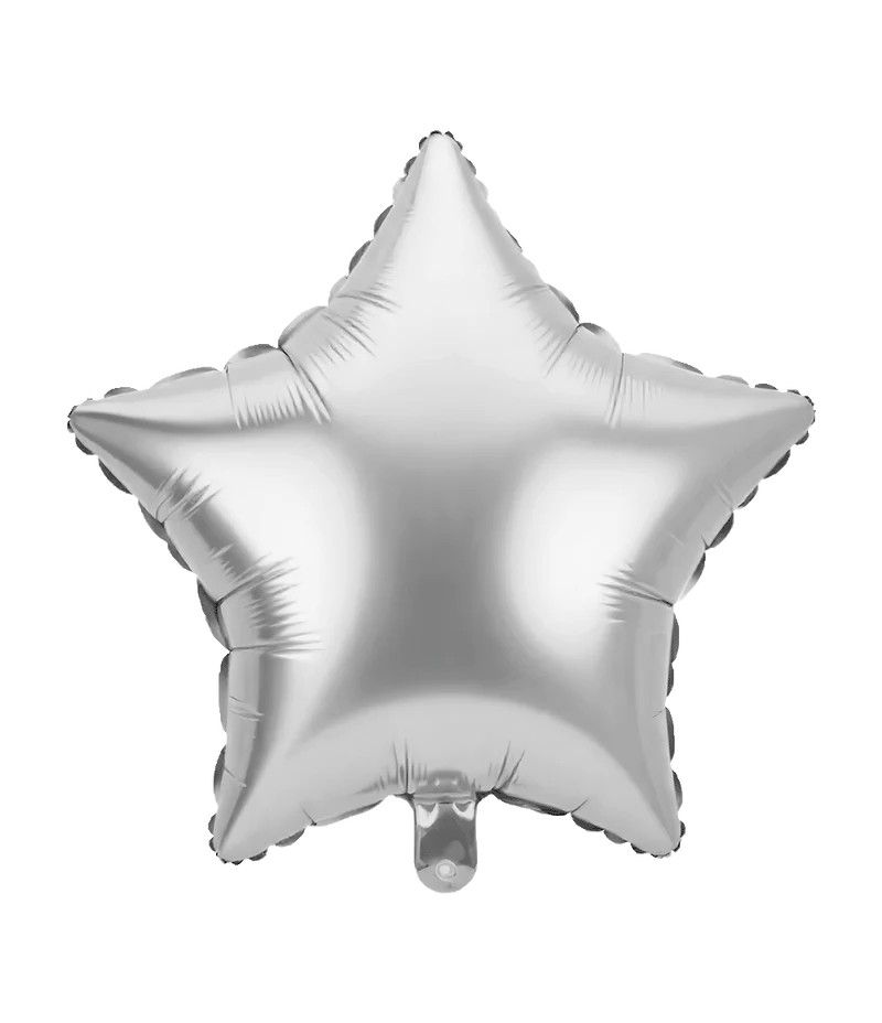 Star Helium Ballon Silber mit Strohhalm Leer 46cm