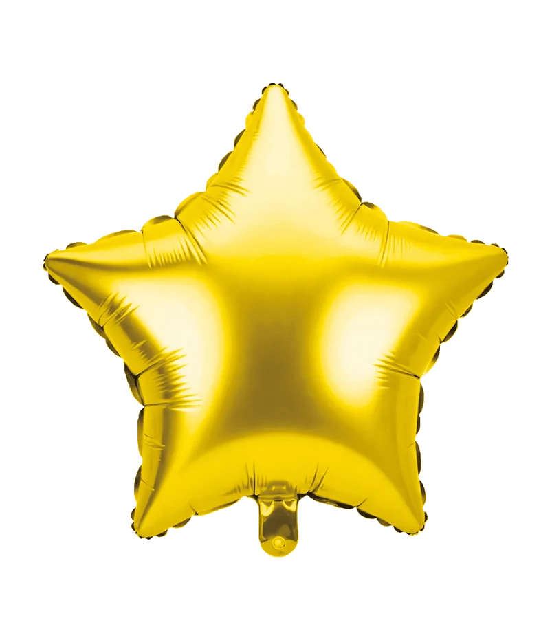 Star Helium Ballon Gold mit Strohhalm leer 46cm