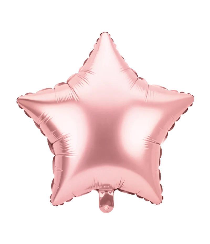 Star Helium Ballon Rosa mit Strohhalm Leer 46cm