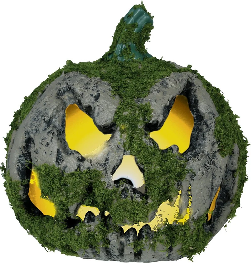 Halloween Kürbis Moos mit Licht 20cm