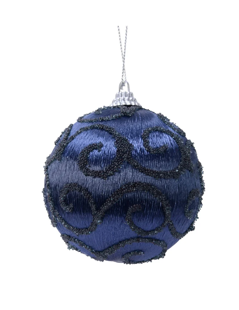 Christbaumkugel mit Pailletten, mitternachtsblau, 8 cm