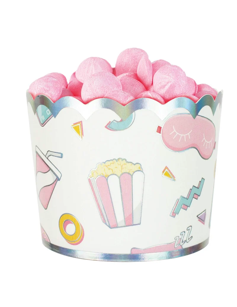 8 irisierende und farbenfrohe Pyjama-Party-Snackbecher