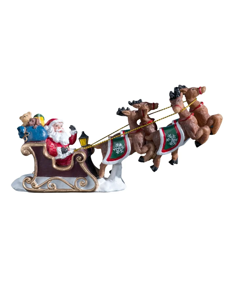 Weihnachtsmann auf Schlitten 15 cm aus Polyresin