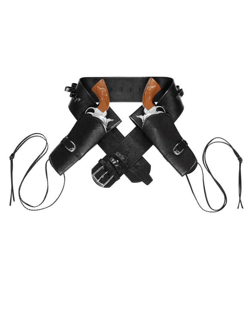 Doppelter Westernpistolen Halter Schwarz