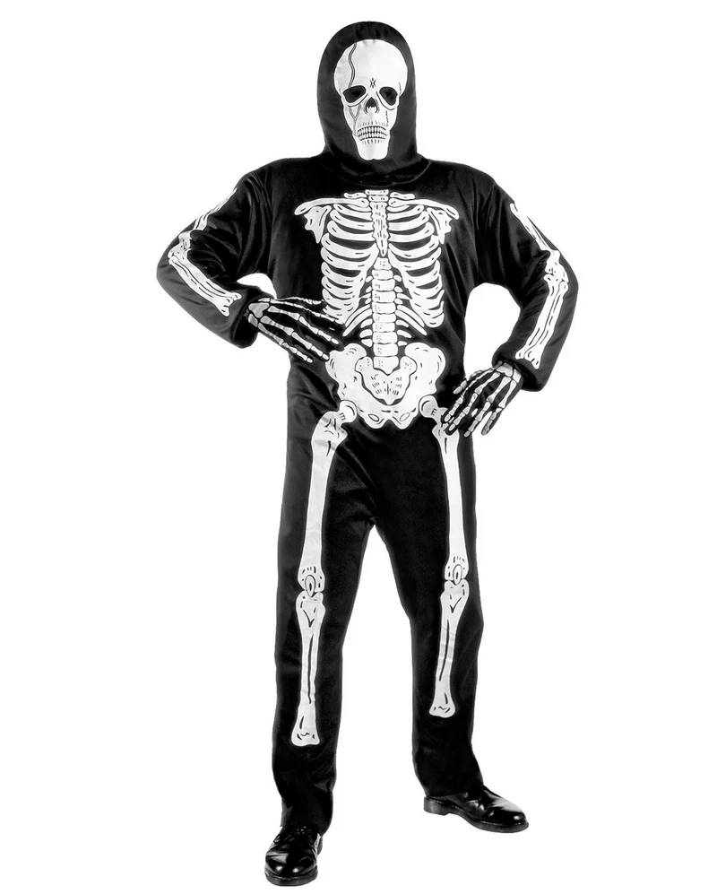 Skelett Kinderkostüm mit Totenschädel Maske