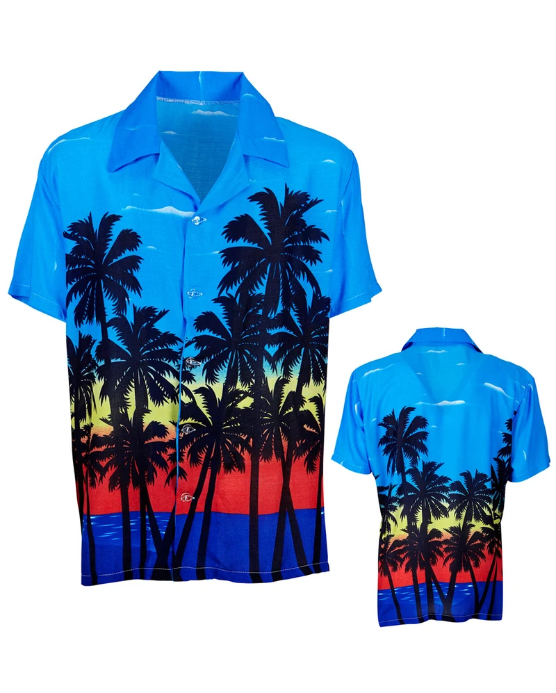 Blaues Hawaii Hemd mit Palmen