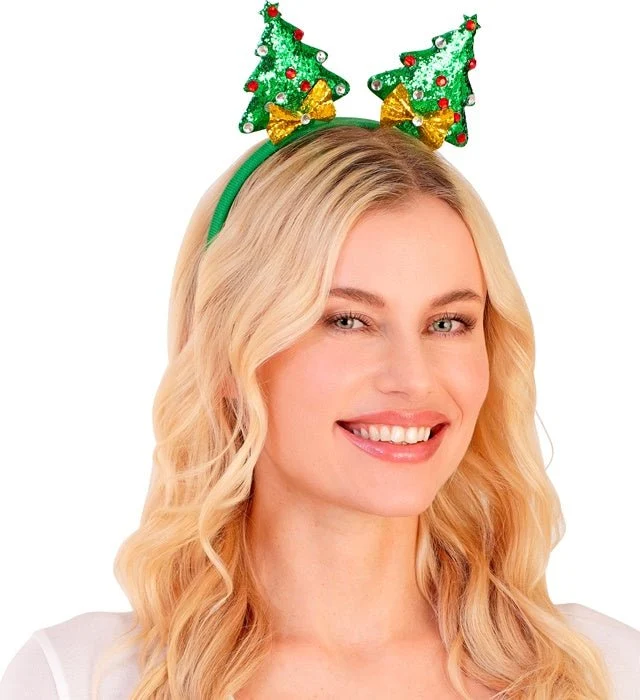 Weihnachtsbaum Haarband Grün Glitter