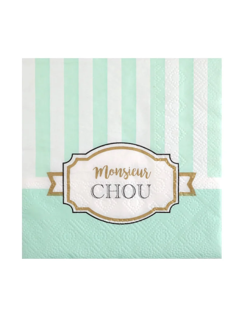 20 kleine Babyparty Servietten Mint Monsieur Chou