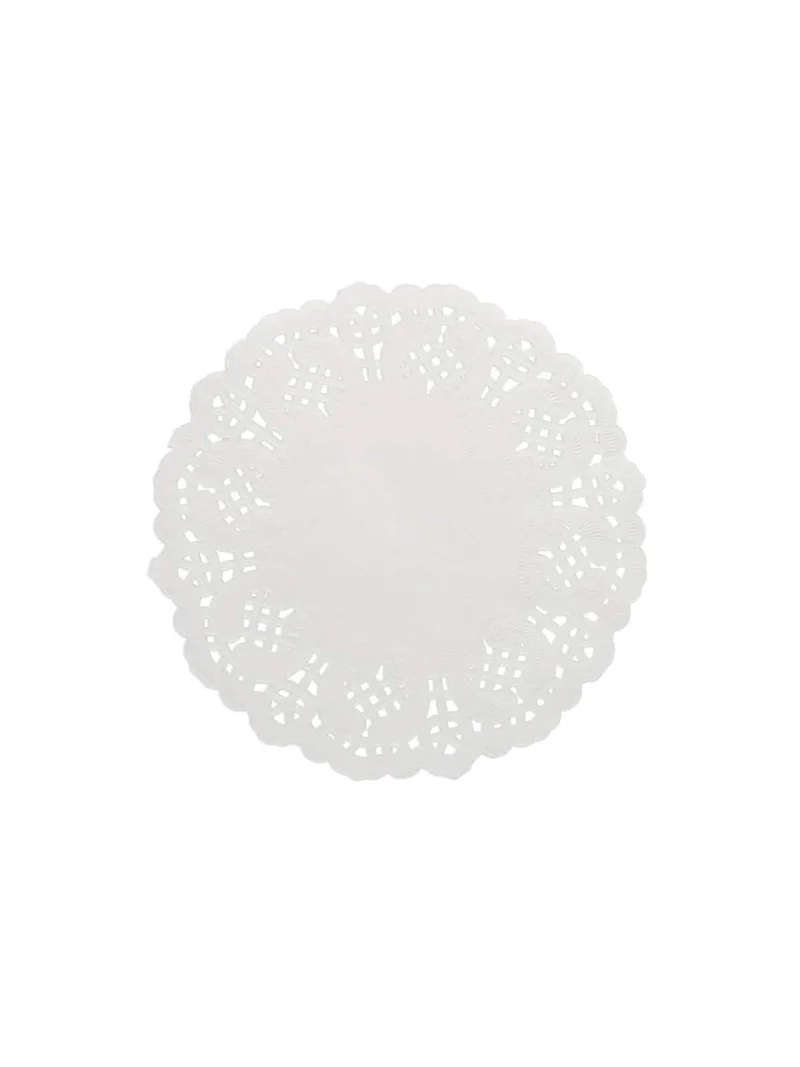 10 kleine weiße Papierservietten mit Spitze, 11,5 cm