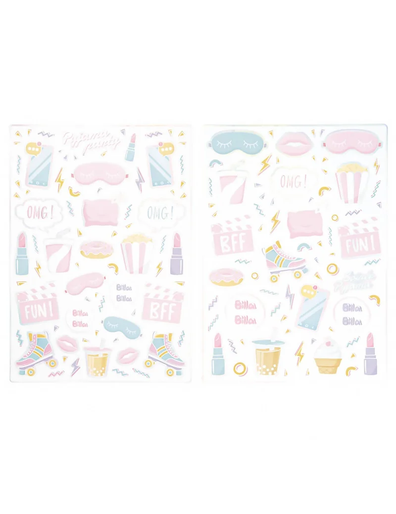 150 Pyjama-Party-Sticker, festliche Pastell-Aufkleber