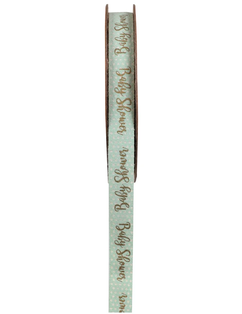 Selbstklebendes Baumwollband Babyparty Minze 3 m mit Tupfen