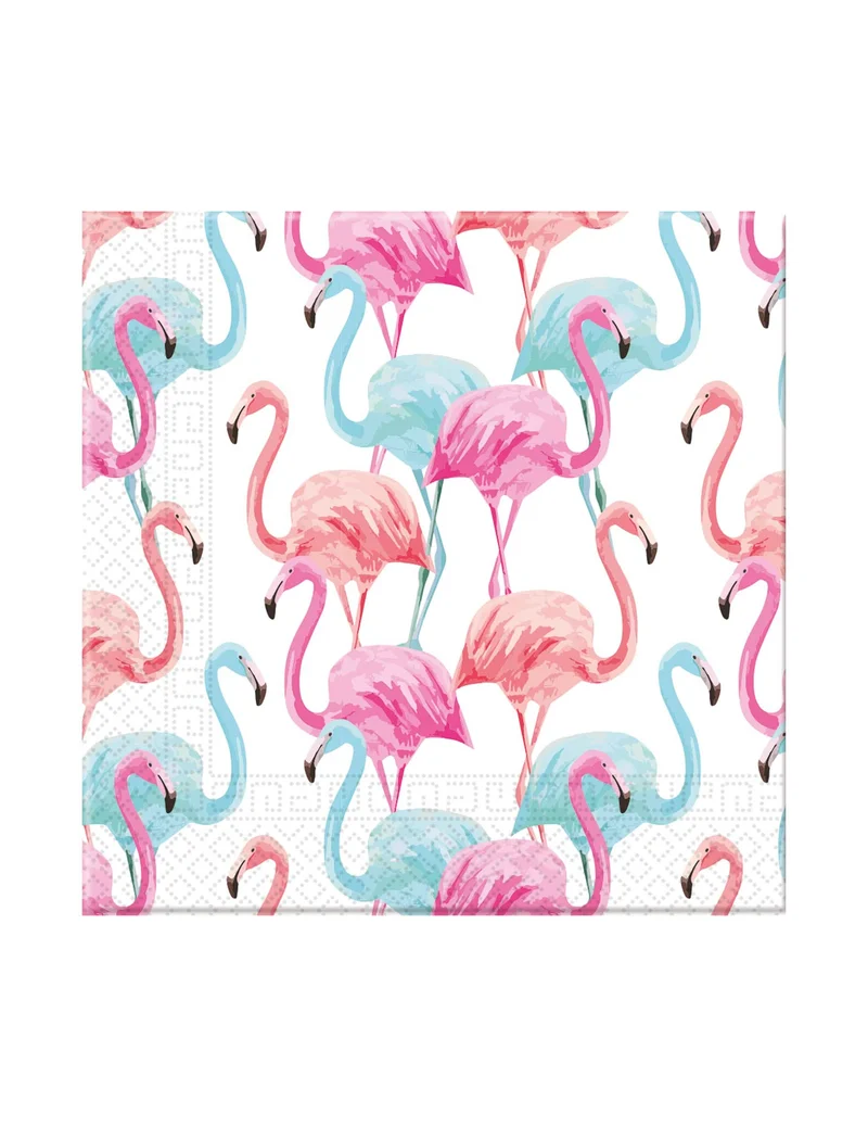 20 kompostierbare Papierservietten bunte Flamingos 33 x 33 cm Partydeko