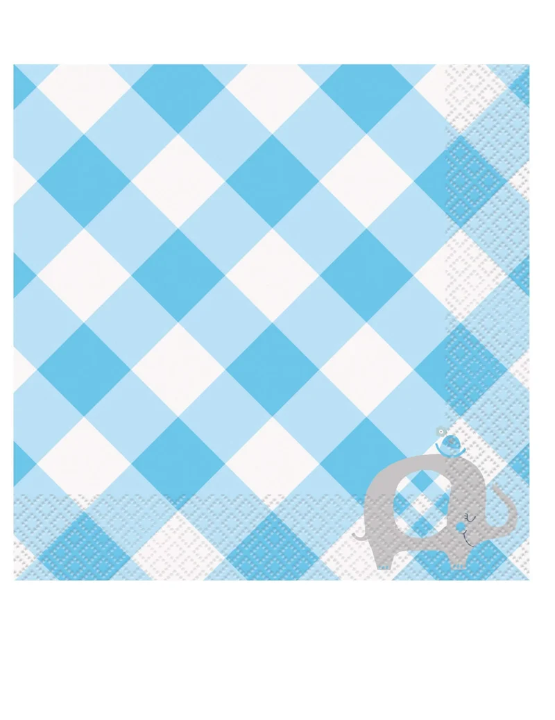 16 blaue Elefanten Papierservietten 33 x 33 cm Babyparty