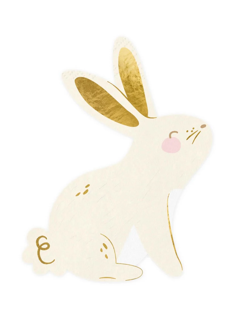 20 Papierservietten weißer und goldener Hase 25 x 32 cm Hasenform