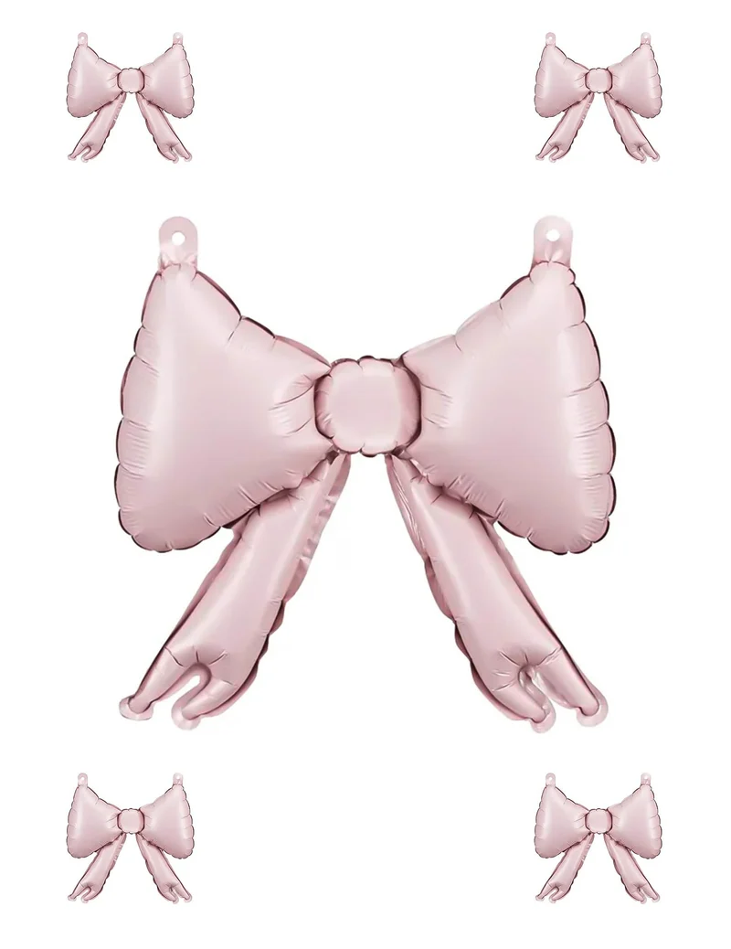 5 Folienballons Schleifen in Pastellrosa 25,5 x 25 cm