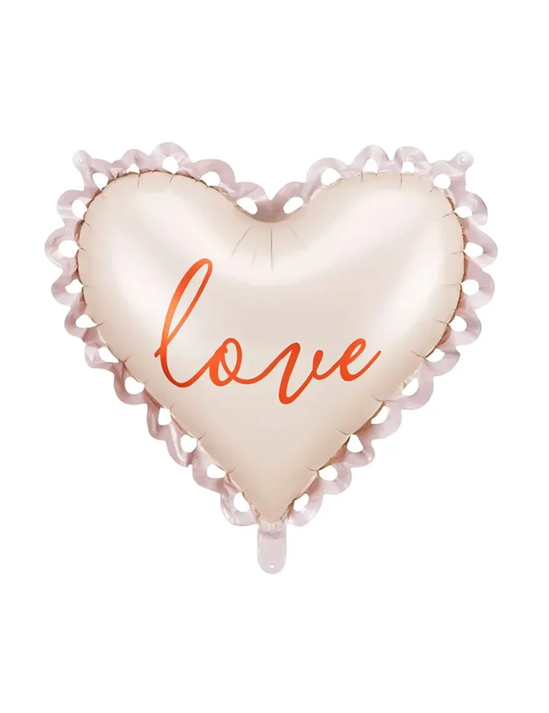 Herz-Folienballon beige Spitze Love 50 x 47 cm