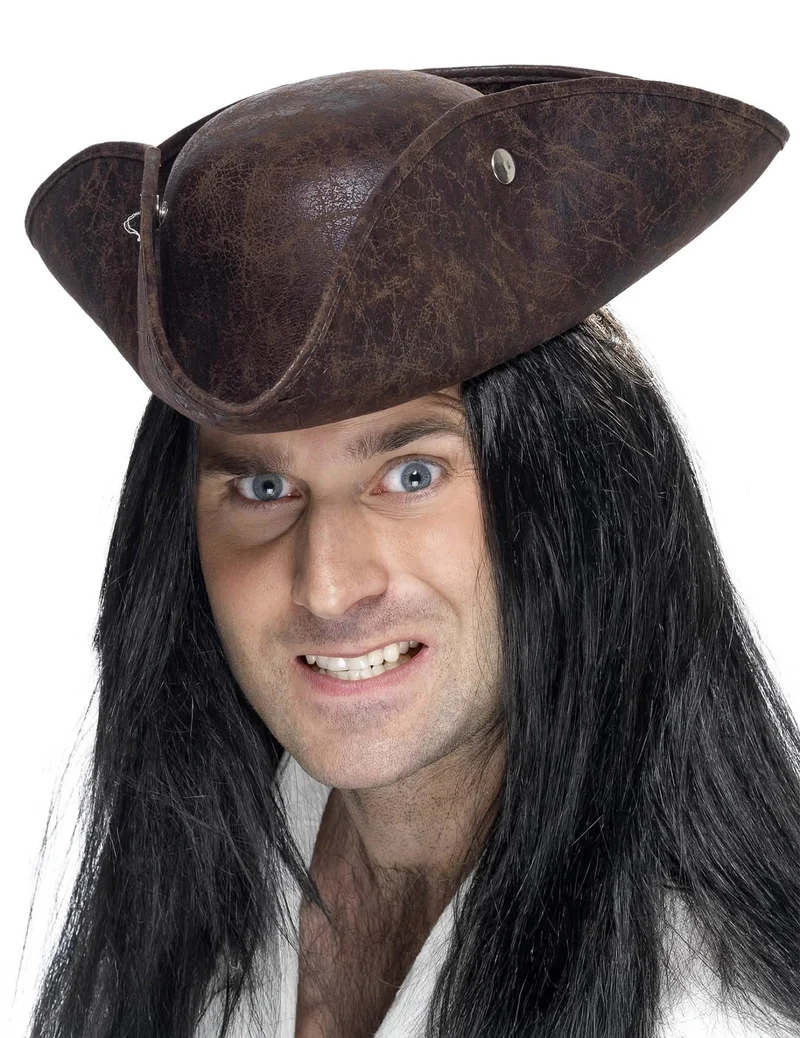 Piratenhut in Lederoptik braun