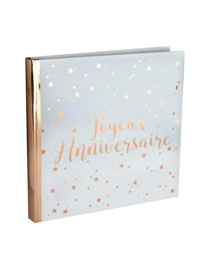 Gästebuch "Alles Gute zum Geburtstag" Rosegold 24 x 24 cm, weiße Hülle
