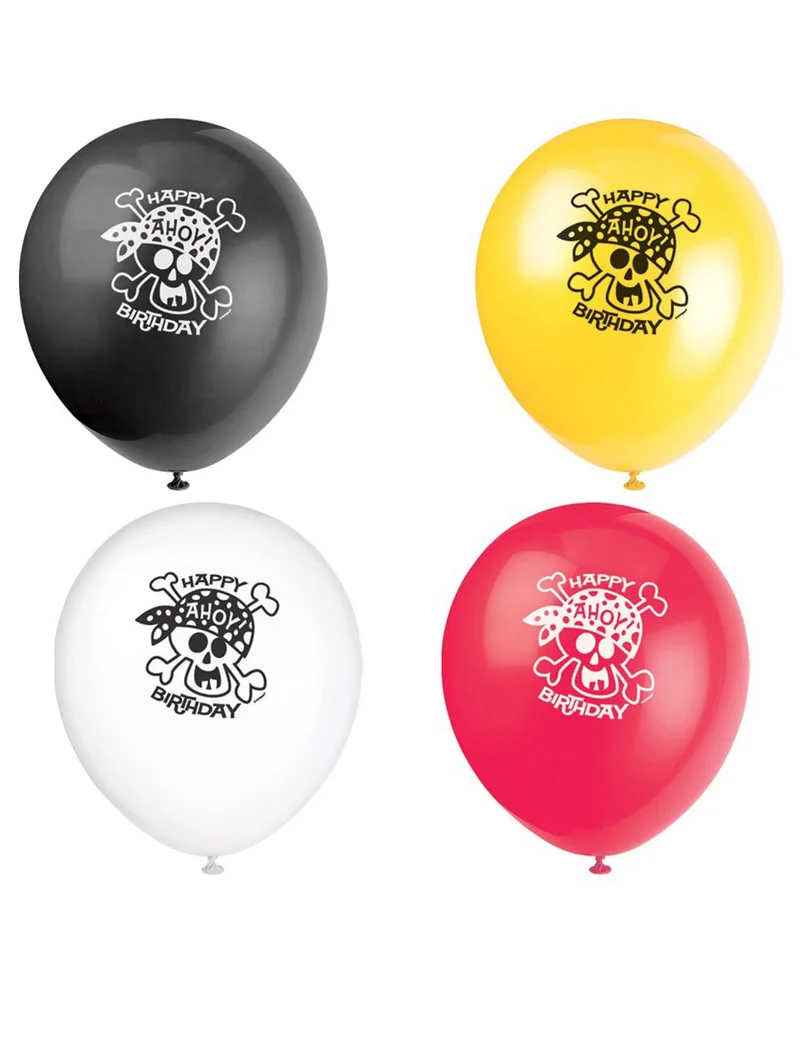 8 bunte Piratenballons 30 cm
