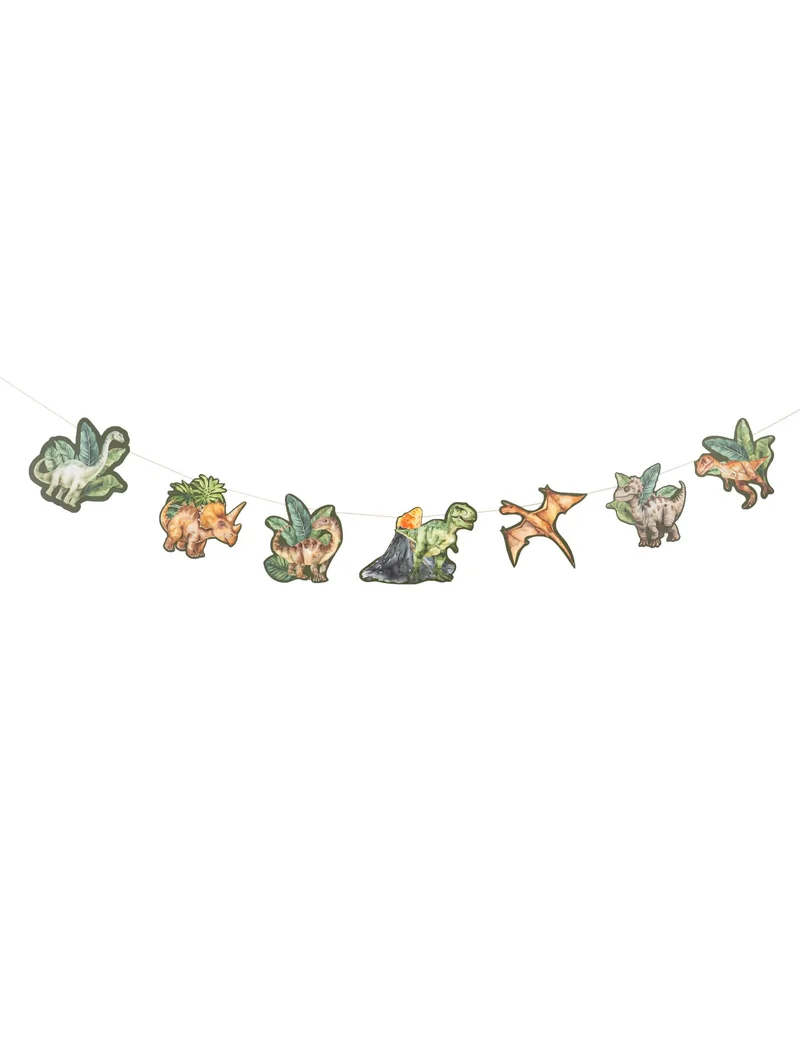 Girlande Dinosaurier Grün Papier 14 cm x 1,5 m Geburtstagsdekoration