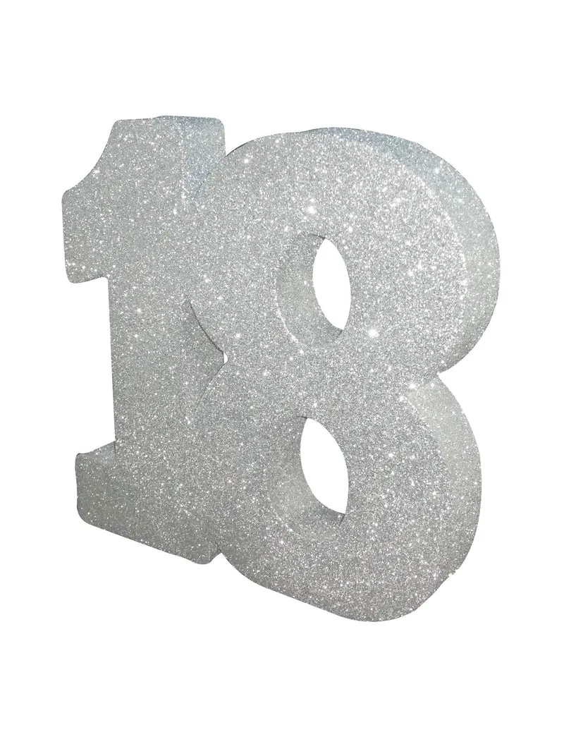 Tischdekoration 18. Geburtstag Silber Glitzer 20 x 20 cm für Geburtstag