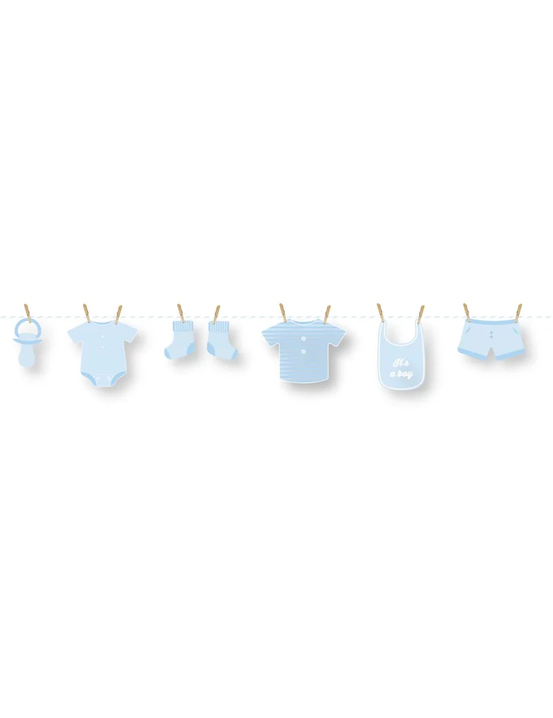DIY Babyblaue Kartongirlande 1,5 m für Babyparty