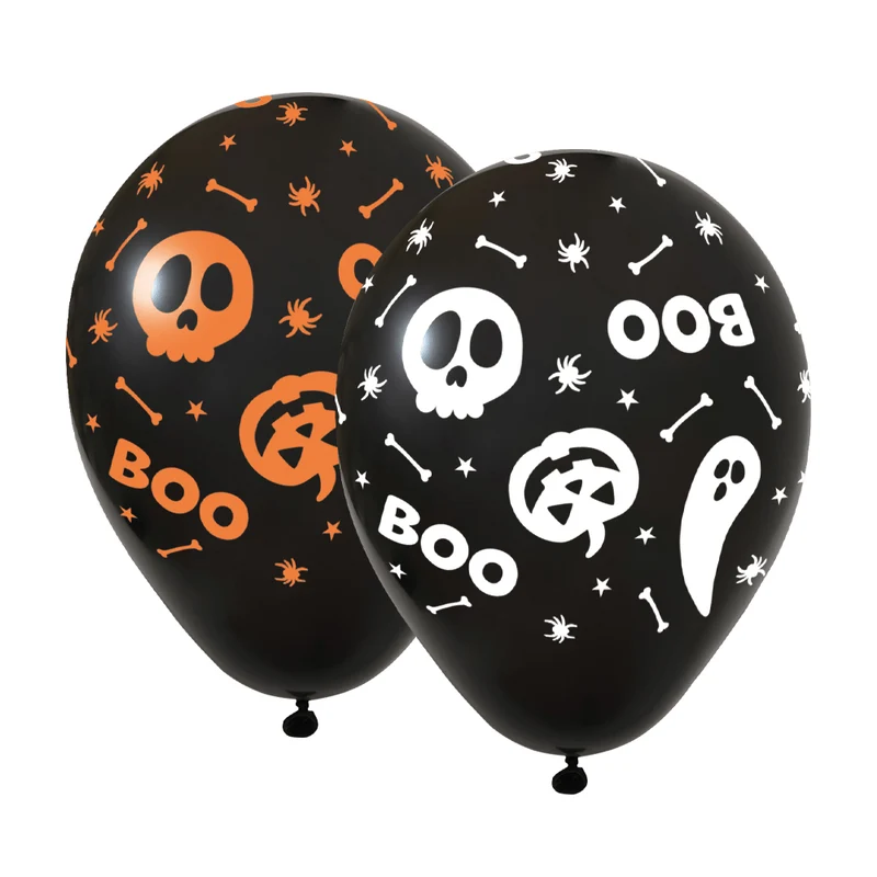 Halloween Ballons Schwarz Orange Boo 30cm 6Stk