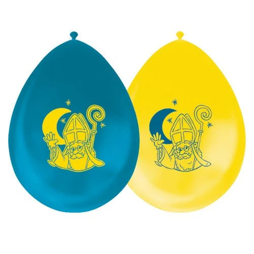Sinterklaas Ballons Blau Gelb 30cm 8Stück