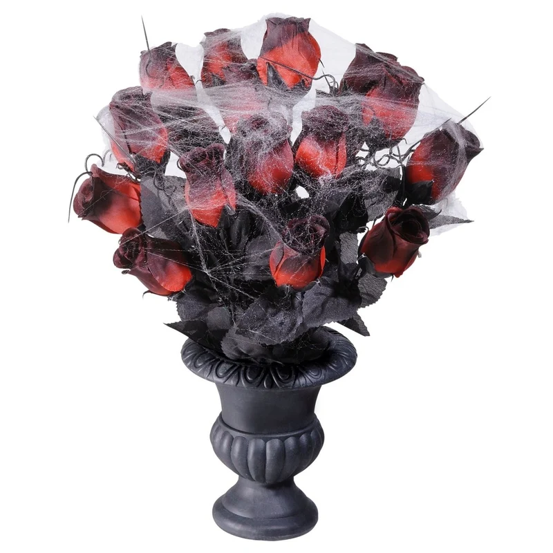 Halloween Tischdekoration Vase mit Rosen