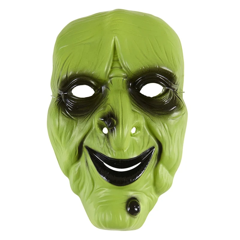 Halloween Maske Neon Grün Hexe