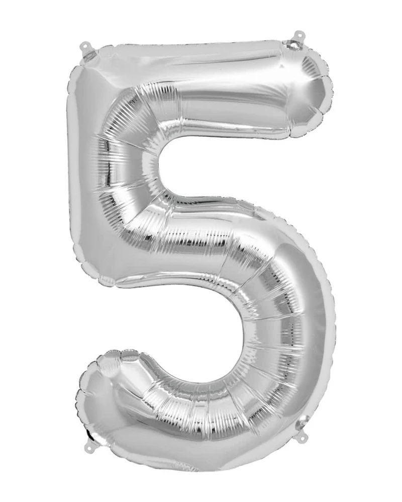 Folienballon Zahl 5 Silber