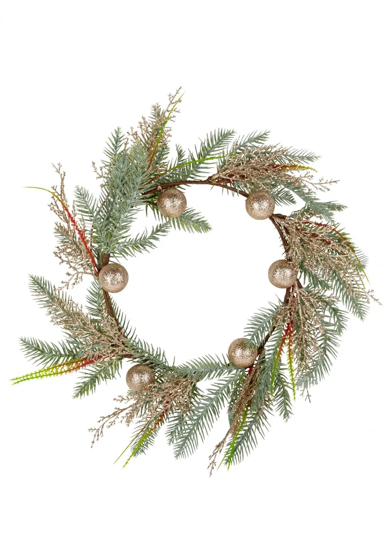 Weihnachtskranz mit Champagner-Glitzerkugeln 45 cm für die Tür