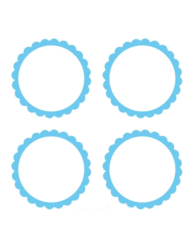 20 hellblaue Candy Bar Etiketten 5 cm mit Wellenrand