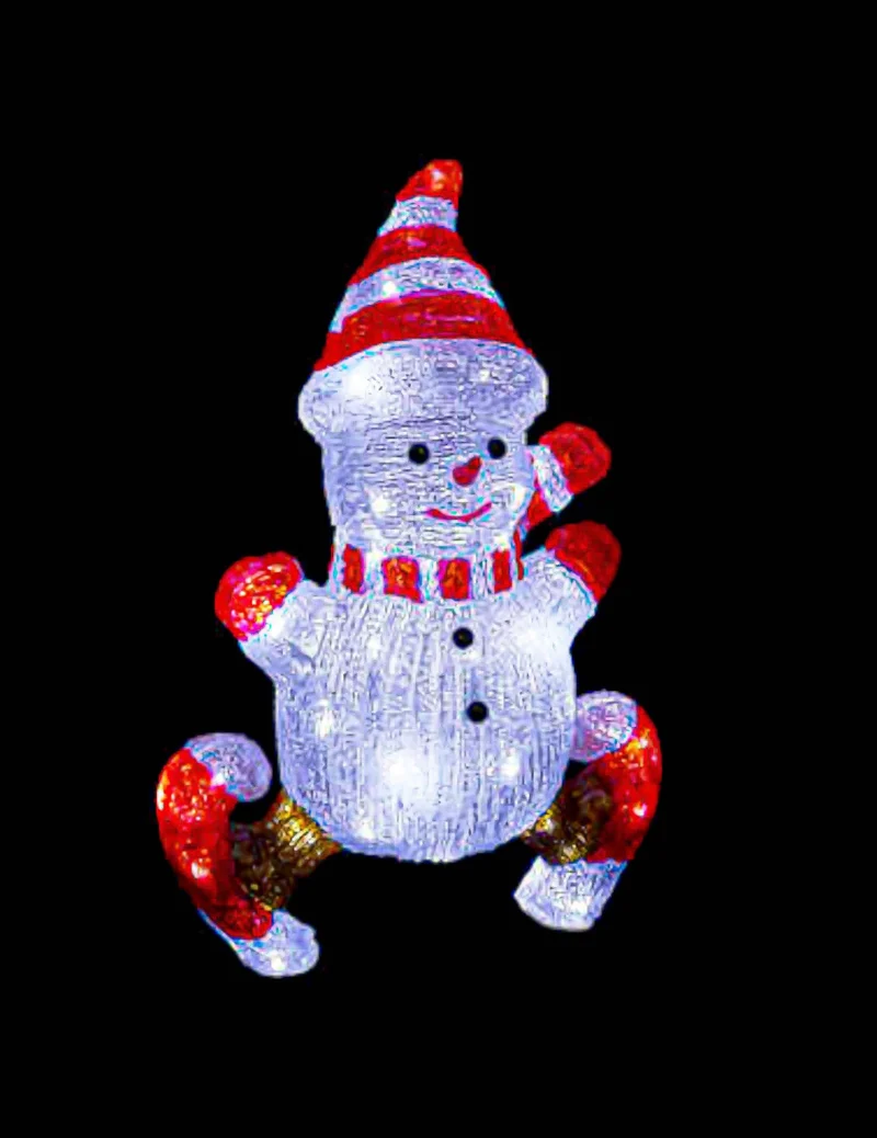 Leuchtender Schneemann auf Schlittschuhen 50 cm mit LED