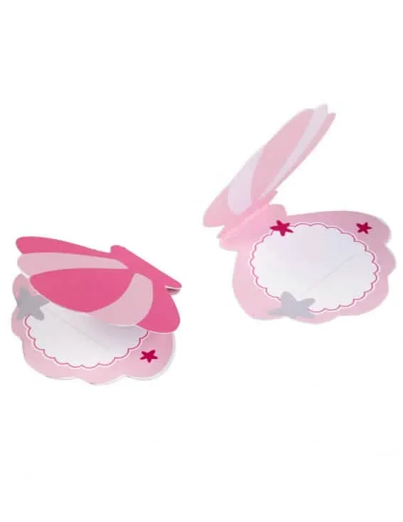 8 rosa Meerjungfrau-Muschel-Tischkarten aus Papier