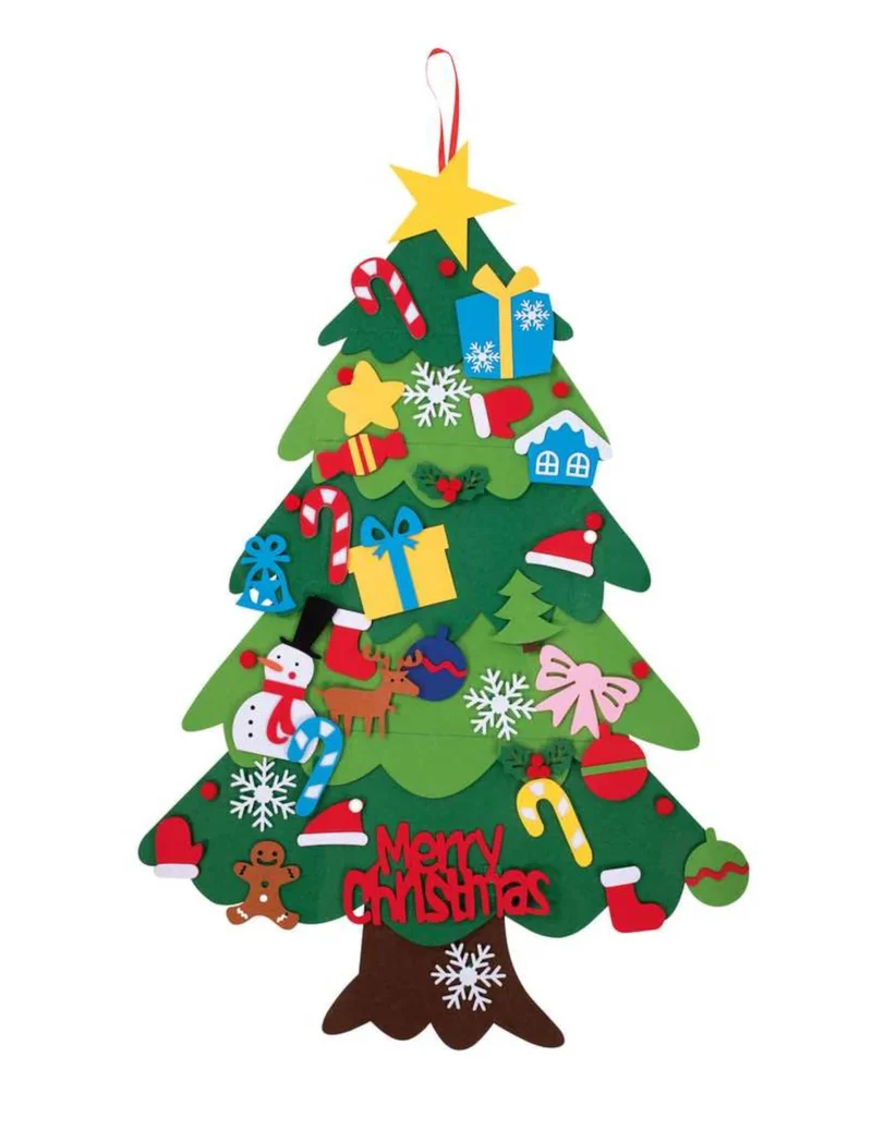 Weihnachtsbaum mit Filzdekorationen zum Aufhängen 67 x 100 cm