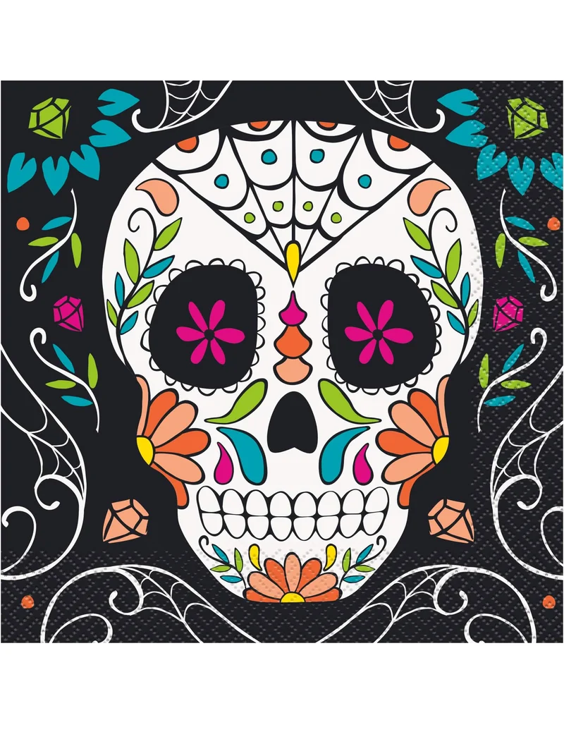 20 Totenkopf Servietten Day of the Dead 33 x 33 cm dekoriert