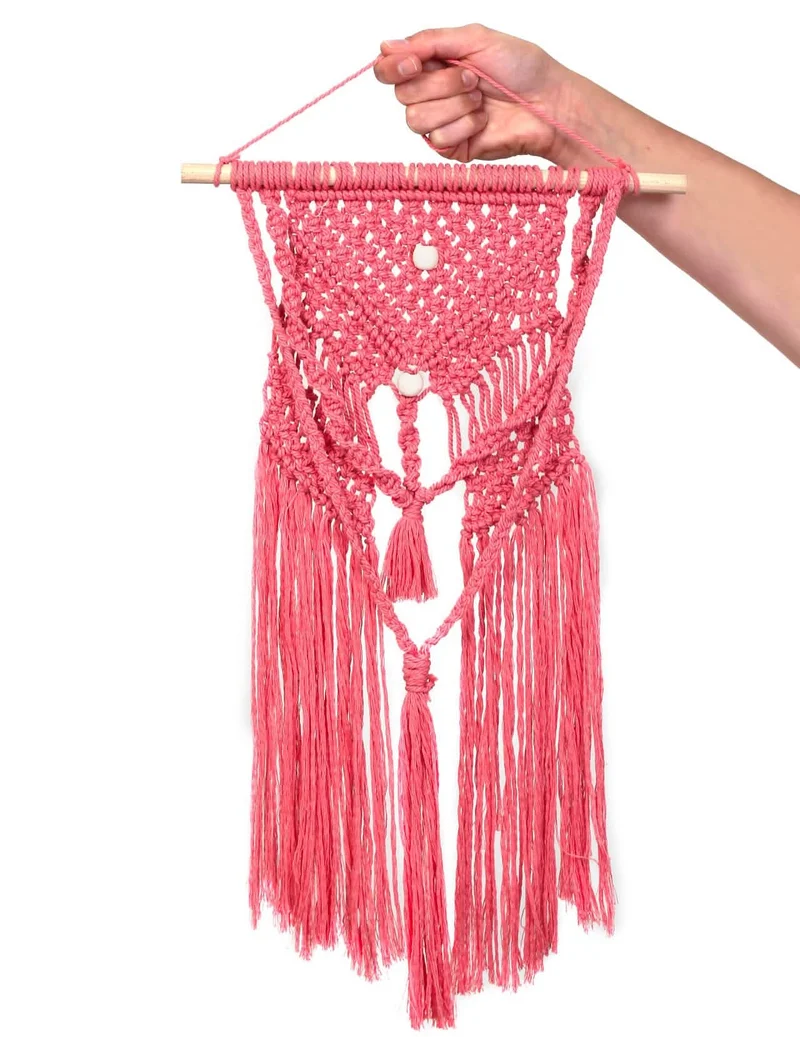 Makramee-Aufhängungs-Kit Boho Rosa 30 x 50 cm DIY aus Baumwolle